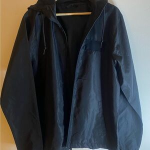 Men's black Hooded Raincoat